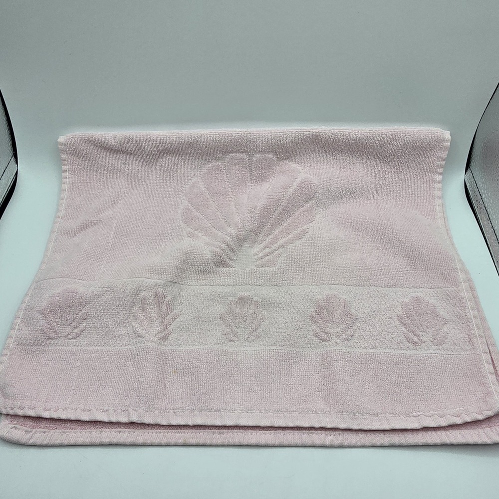 VTG Cannon Large Hand Towel Sea Shell‎ Pink Cotton